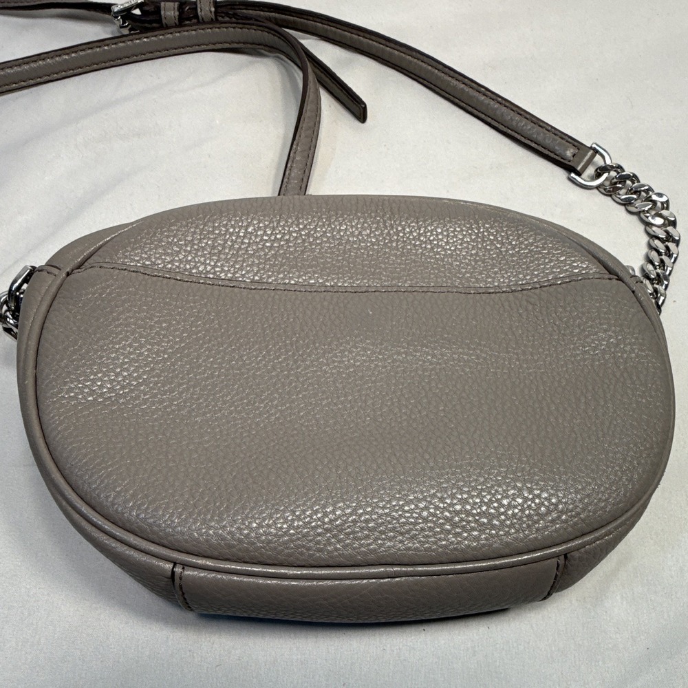 Michael Kors Small Gray Pebbled Oval Crossbody Bag Chain Tassel Zip - Picture 9 of 11